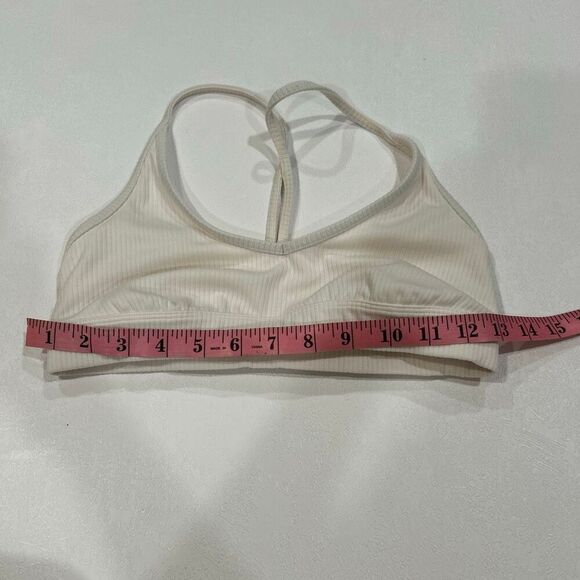 Alo Yoga Ribbed Sports Bra White Ivory Size Small Minimalist Activewear - Picture 5 of 6